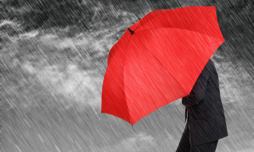 red umbrella in the rain