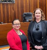Newly admitted lawyer Leanne Hunter at her admission ceremony in Townsville with Petra Faas O'Meara. Photos: Supplied